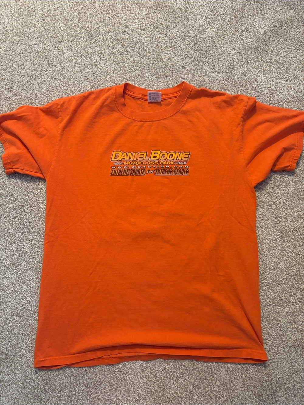 Orange Daniel Boone Motocross Graphic Tee with Multicolor Print - Picture 2 of 3